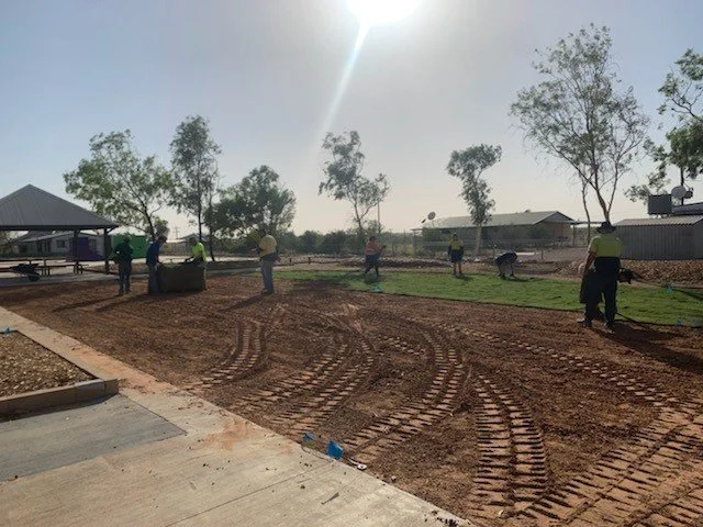 Wintergreen Couch turf going in to Anzac Park Birdsville ALC Turf Eureka Landscapes - Image 6