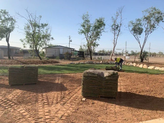 Wintergreen Couch turf going in to Anzac Park Birdsville ALC Turf Eureka Landscapes - Image 7