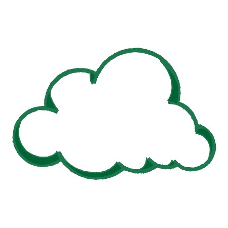 Green illustration of a cloud outline.