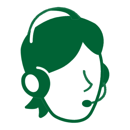 Silhouette of a person wearing a headset with a microphone.