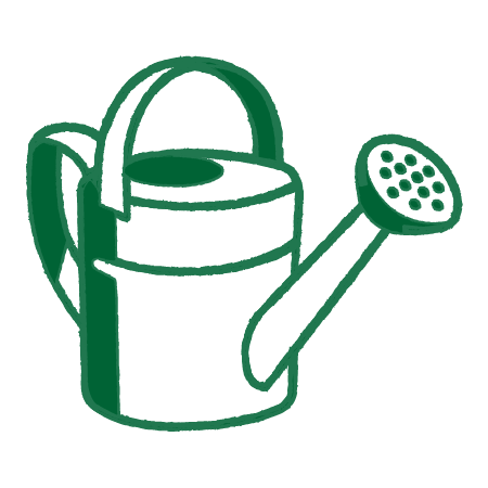 Illustration of a green watering can with a detachable spout with holes for watering plants.