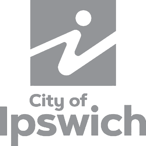 Logo for the City of Ipswich featuring a stylized running figure and the city name.