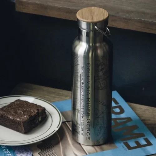 Topographic map design Columbia river gorge Water bottles