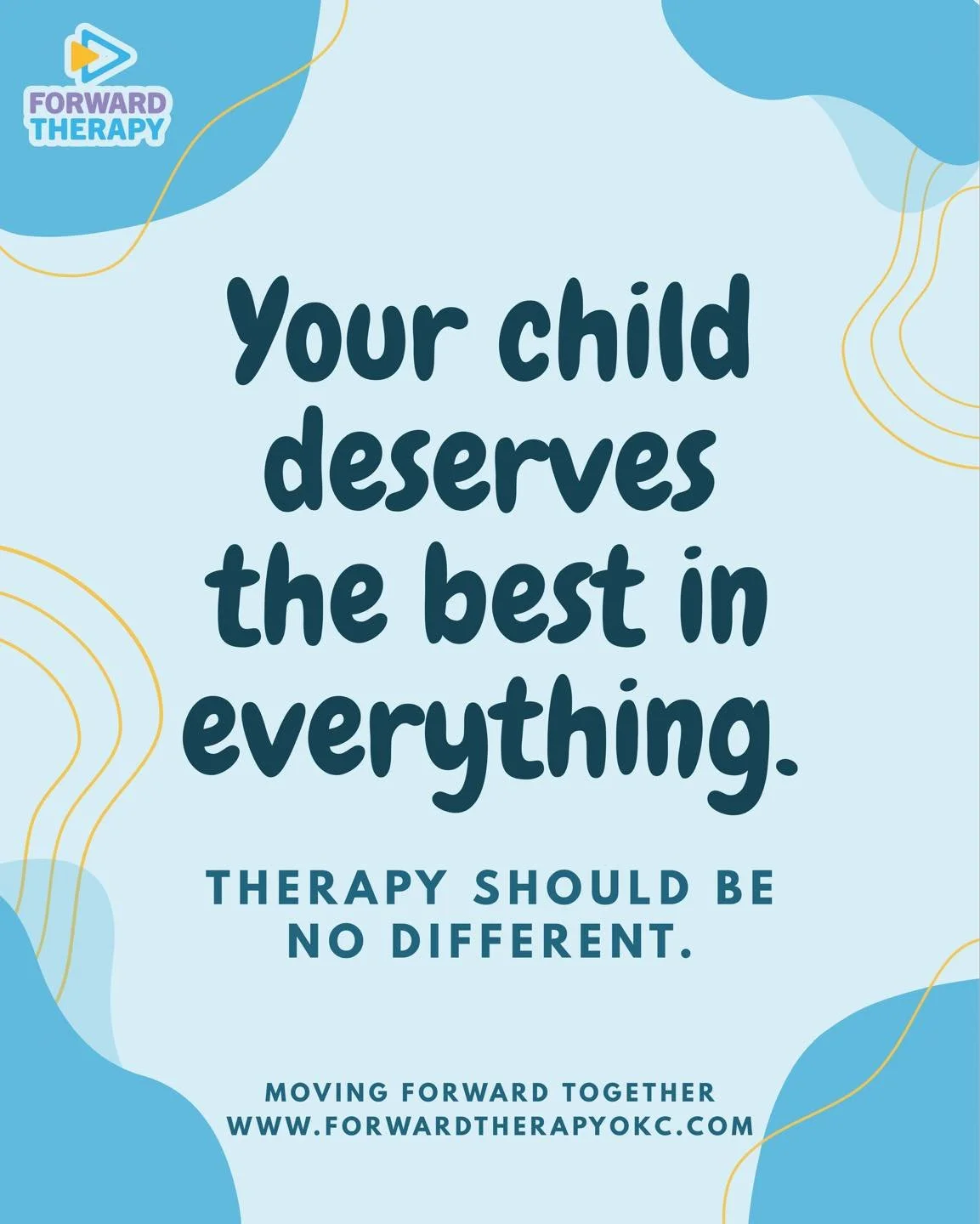Your child deserves the best in everything. And therapy should absolutely be no exception 💜

We built Forward Therapy around this simple belief. Every child deserves to feel excited to walk through the door, to have a team that treats their family l