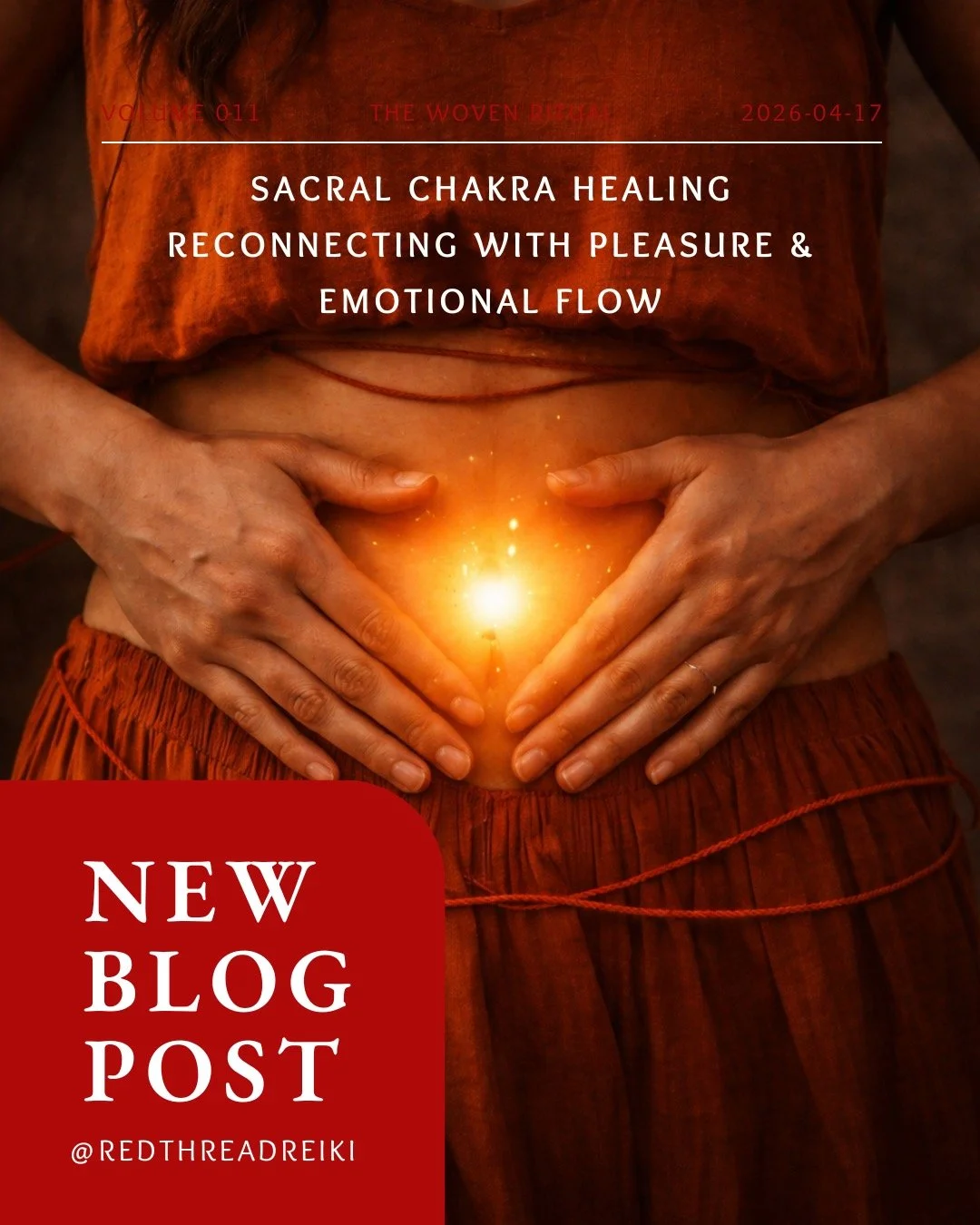 The Woven Ritual
Volume XI: Sacral Chakra Healing &mdash; Creativity, Emotion, and Flow
.
A return to feeling.
To movement, to softness, to what wants to be expressed.
.
https://www.redthreadreiki.ca/blog/sacral-chakra-healing-reconnecting-with-pleas