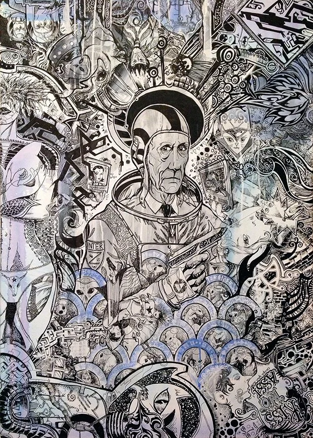 Space Junk, 2014
Acrylic paint and ink pen on canvas. 36x48 inches.
$1200