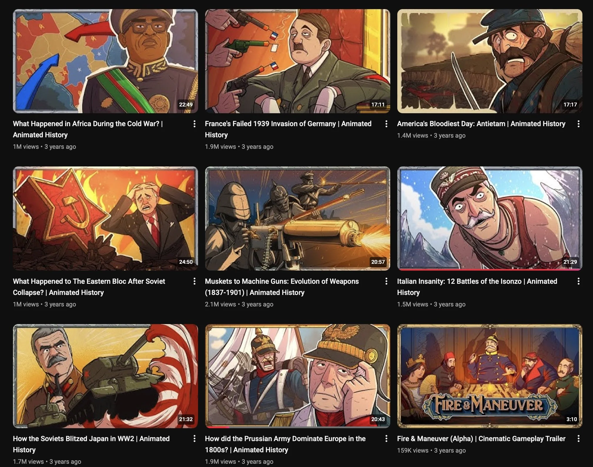Storyboard work at YouTube channel: Armchair Historian