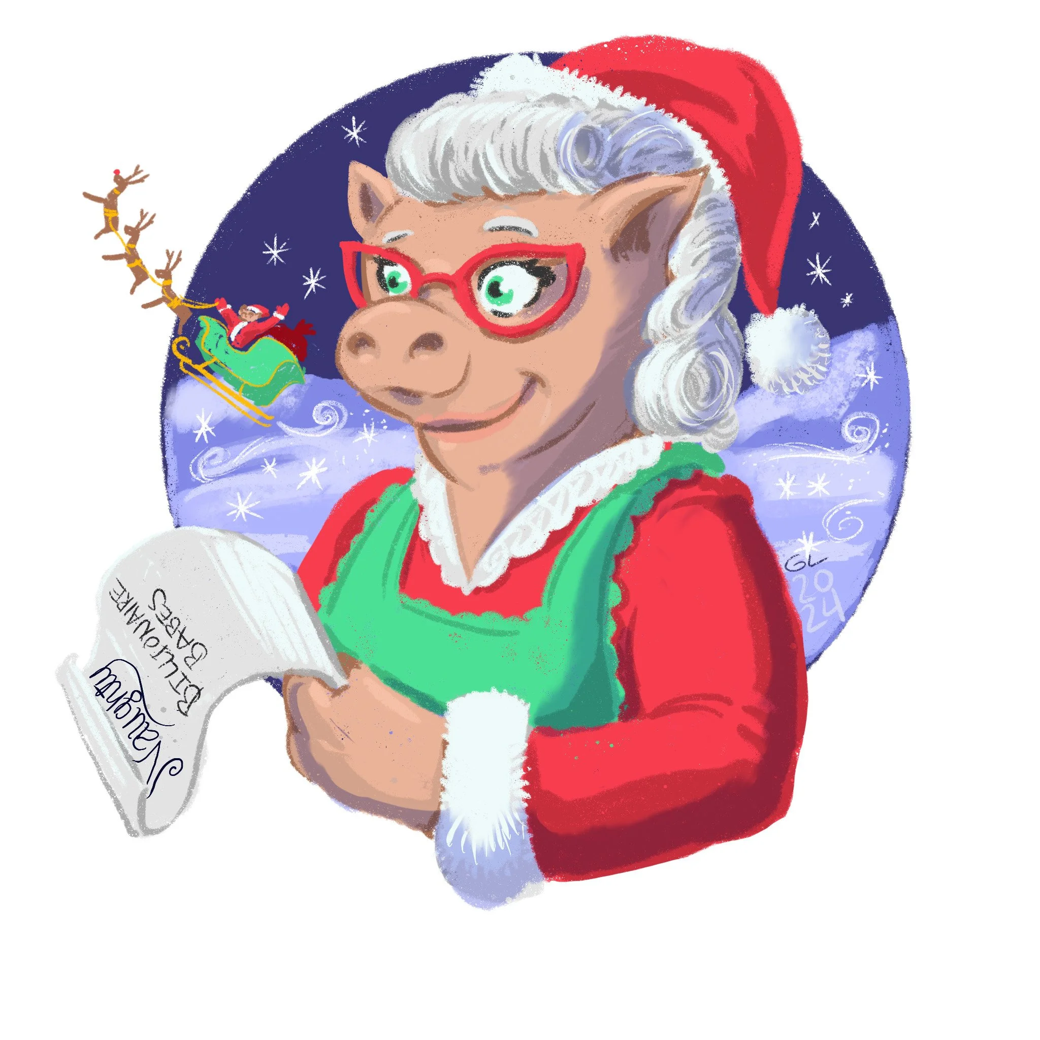 December Pig - Mrs. Claus