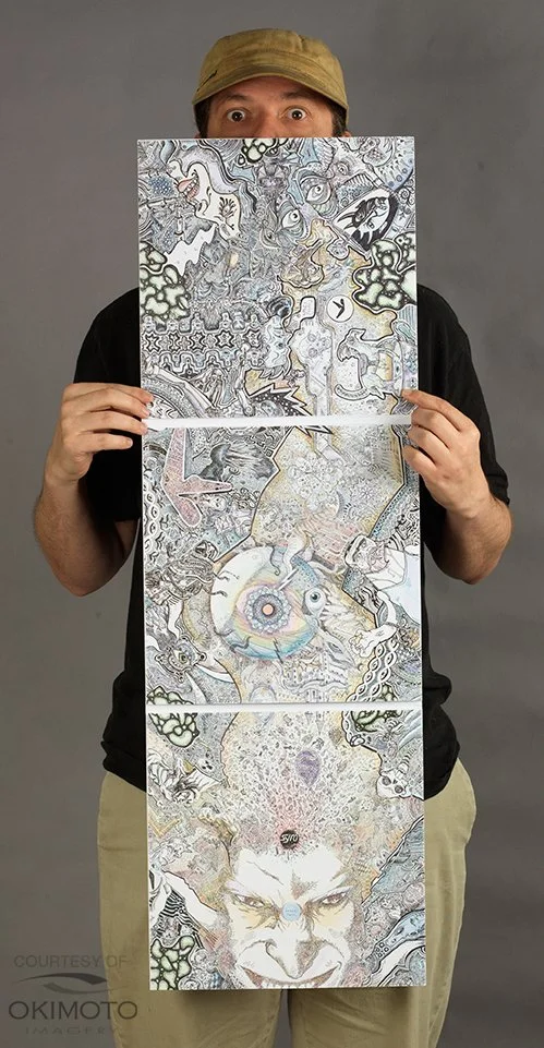 Apex Twin-Syro LP interior
Pen and Colored Pencil on three 12x12 sections, 12x36 $500