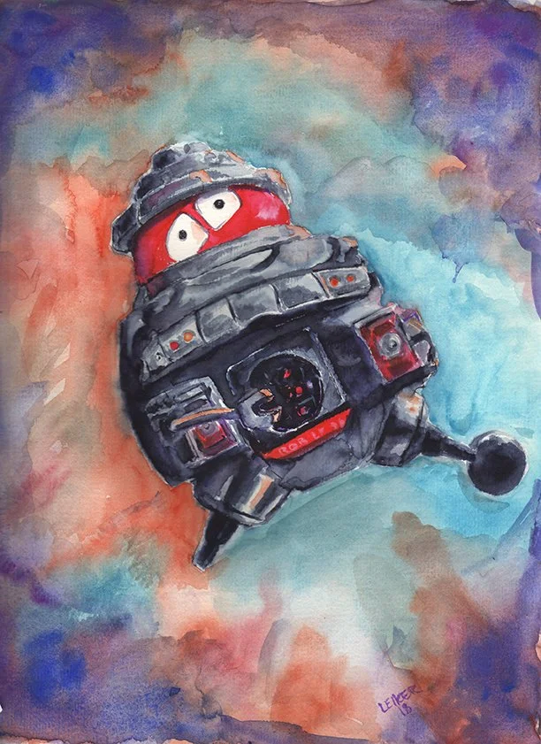 Old B.O.B. from Disney's "The Black Hole" 
Watercolor on 8x11 paper