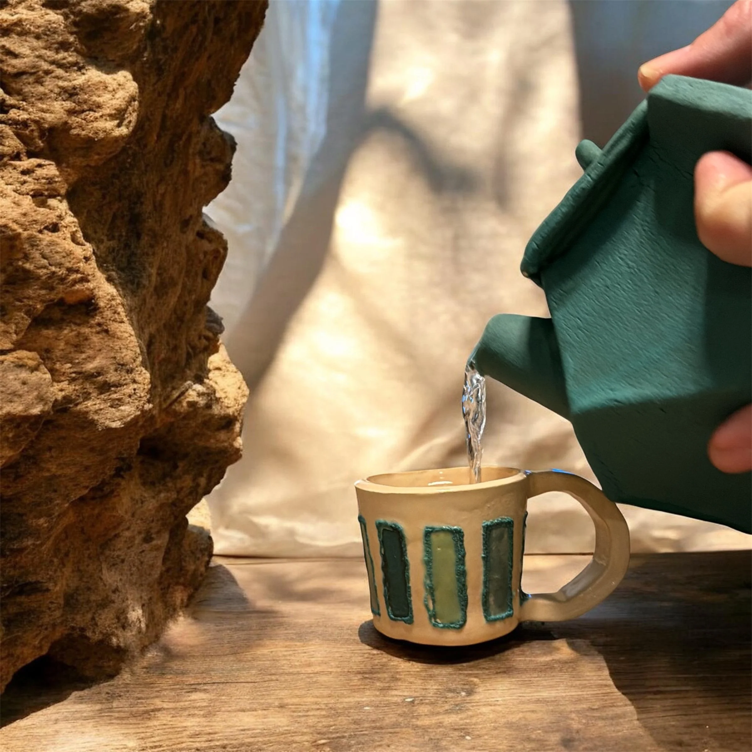 Prism Edge Stoneware Teapot Set