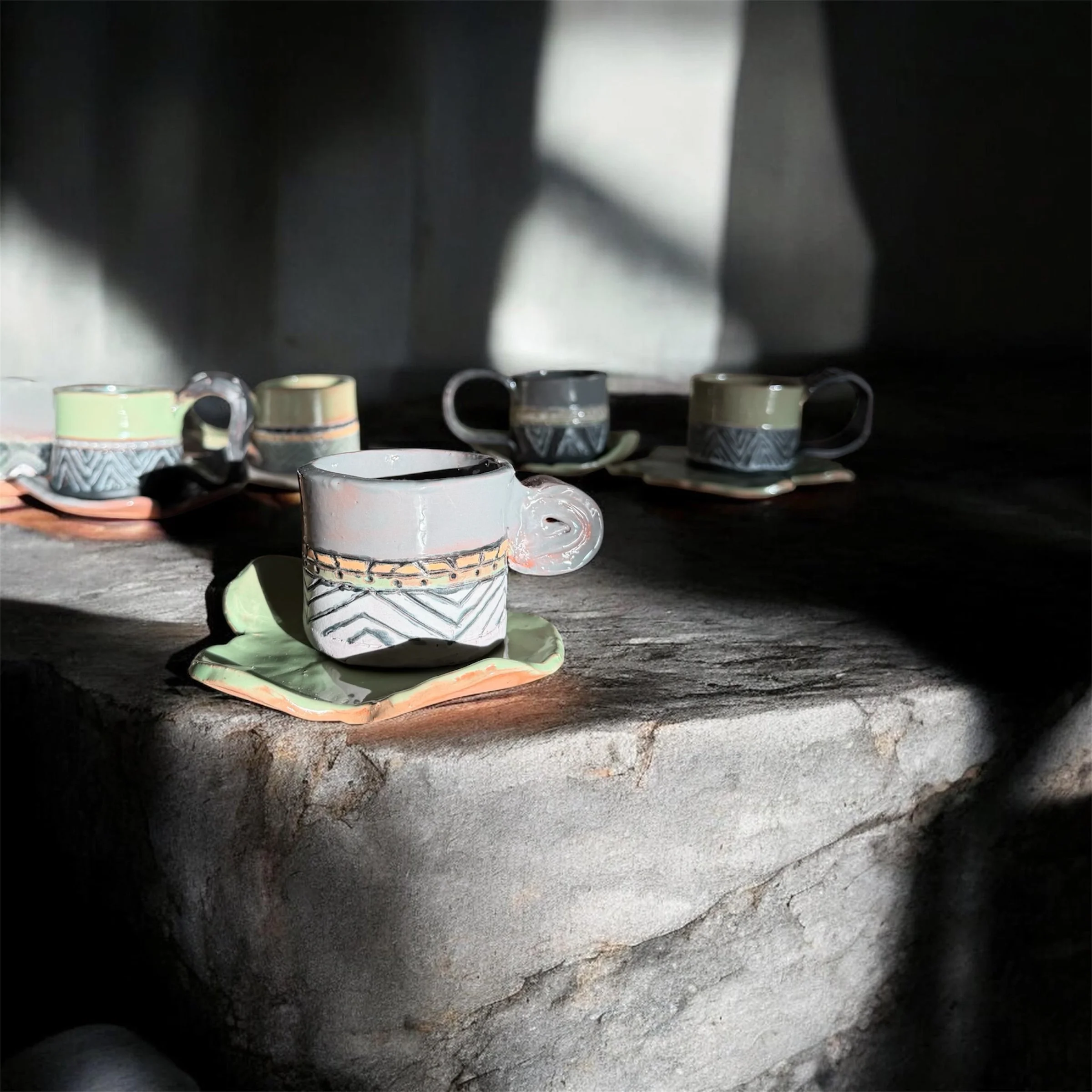 Heritage Rhythm Earthenware Espresso Set