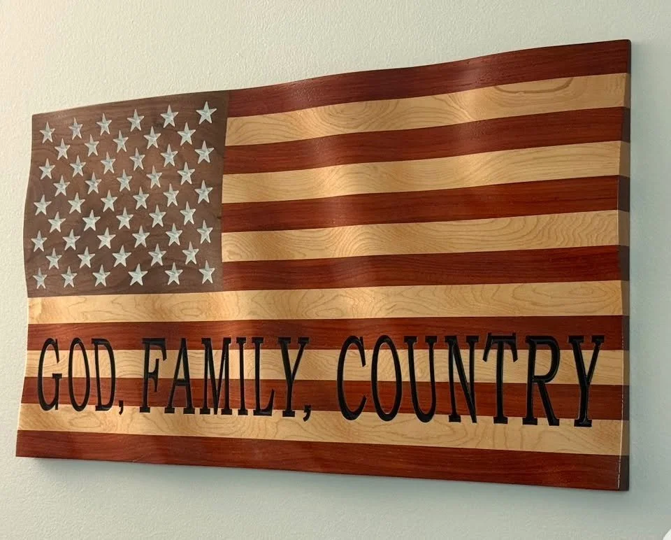 GOD, FAMILY, COUNTRY 3D American flag