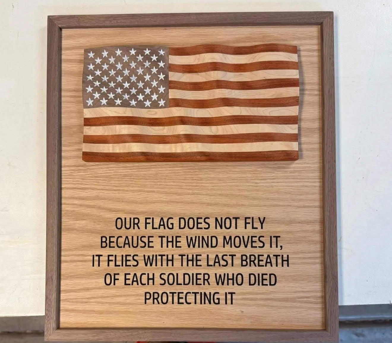 3D American flag and quote