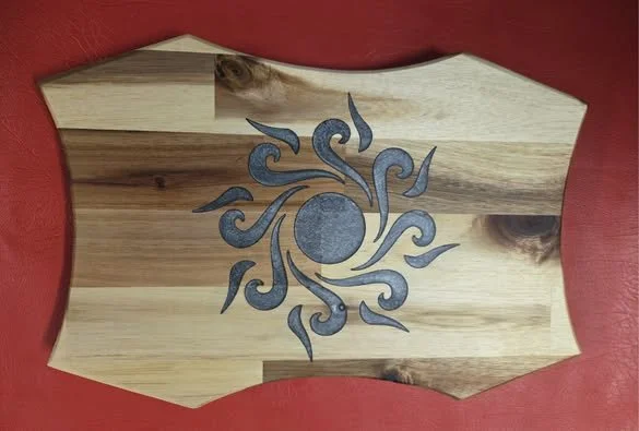 Aztec inspired silver epoxy inlay charcuterie board