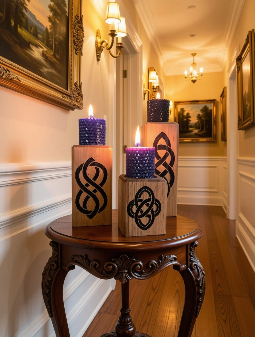 These Celtic reclaimed hardwood candle holders look awesome!