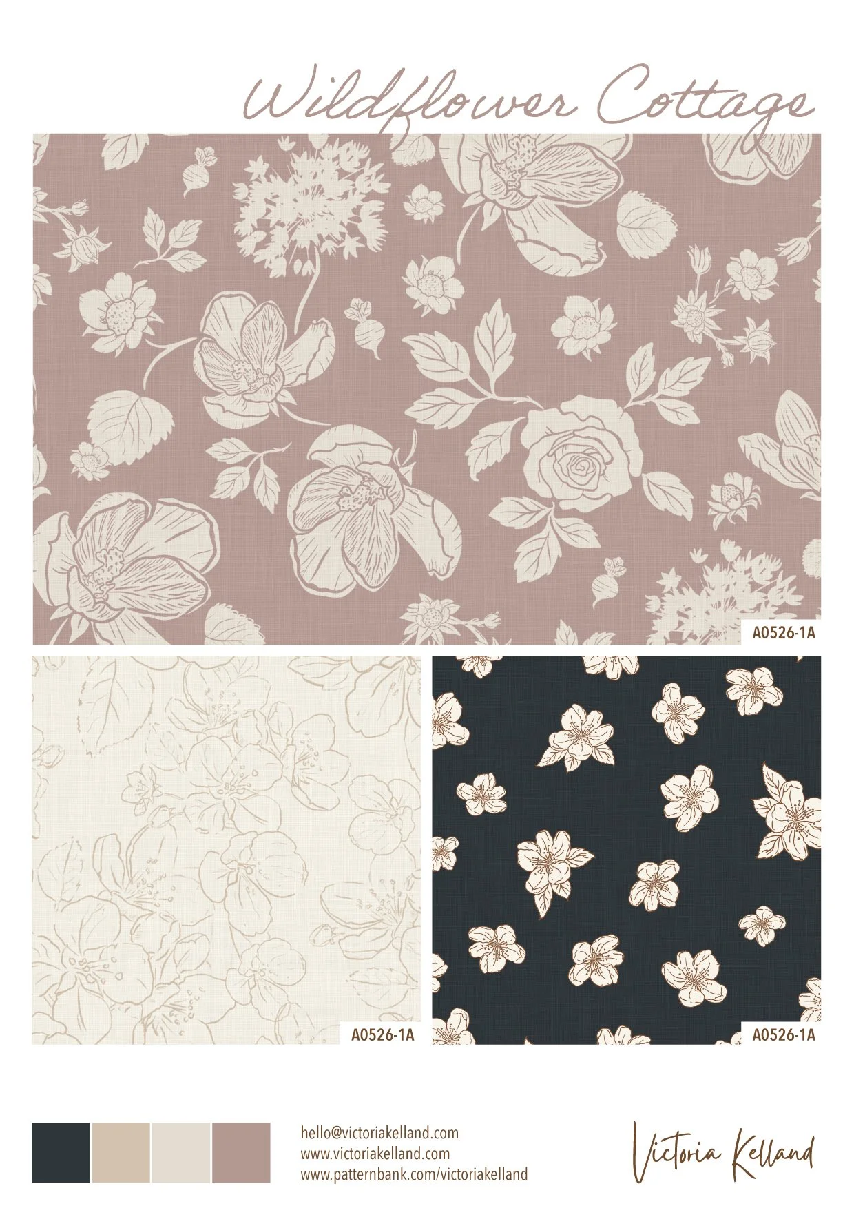 Wildflower Cottage Print Collection for Sleepwear & Intimate Apparel Prints. Visit www.patternbank.com/victoriakelland to license or email me on hello@victoriakelland.com with enquiries

 kids Pyjama print / childrenswear print / kids print / kids pa