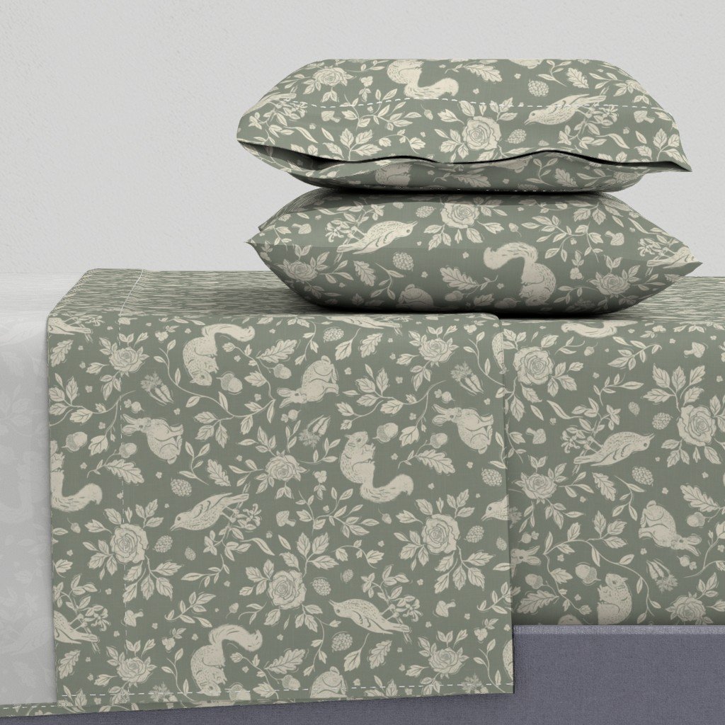 Woodland Animals Floral Pattern, available to purchase as homewares, fabric and wallpaper through my Spoonflower shop 