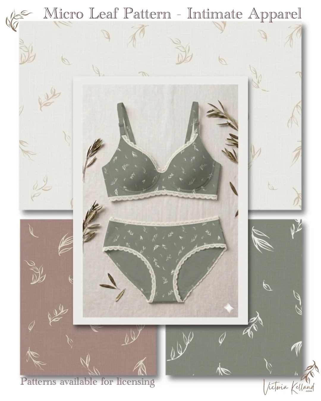 Lingerie Microprint Leaf Pattern for intimate apparel