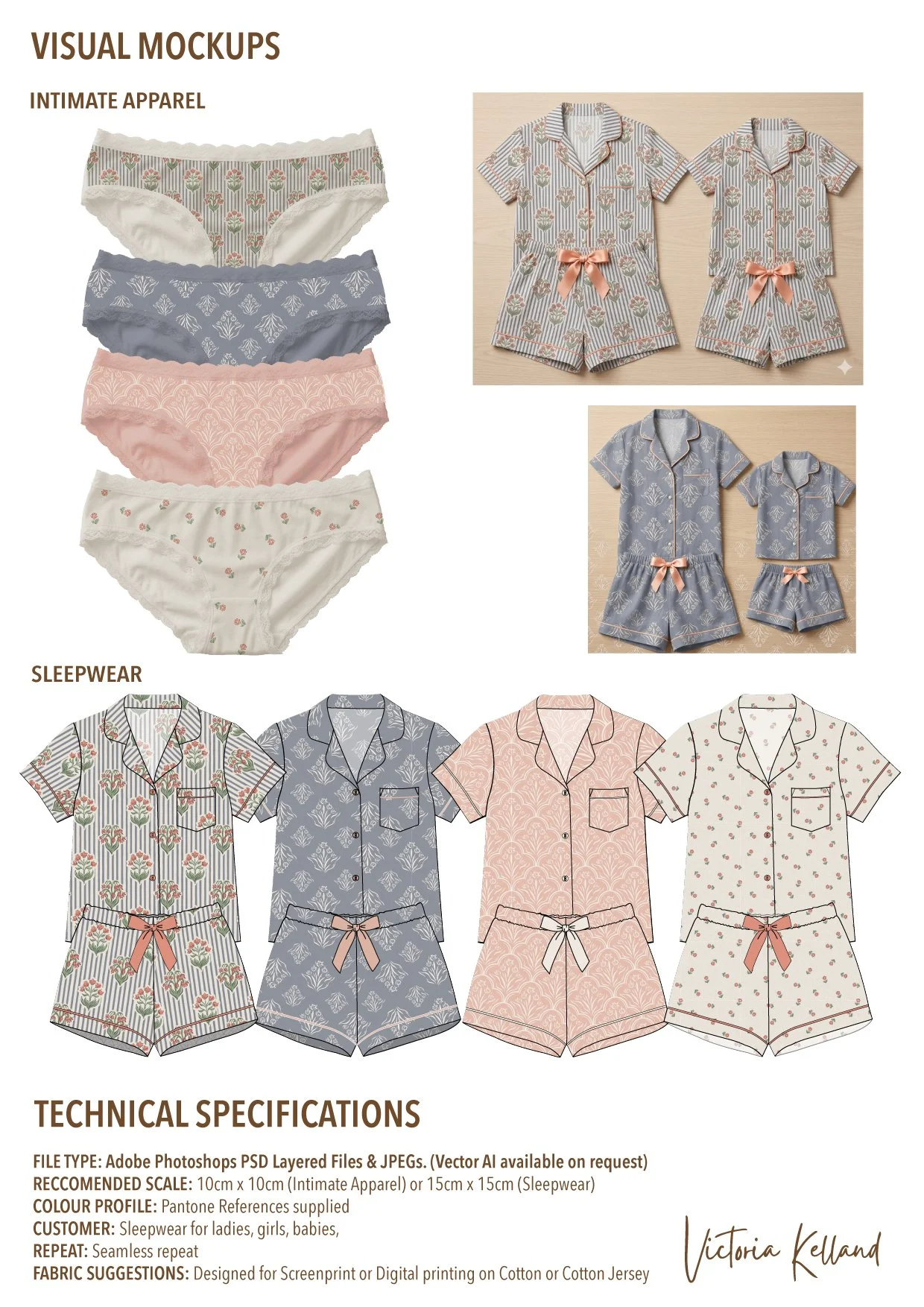 Art Nouveau Print Collection for Sleepwear & Intimate Apparel Prints. Visit www.patternbank.com/victoriakelland to license or email me on hello@victoriakelland.com with enquiries