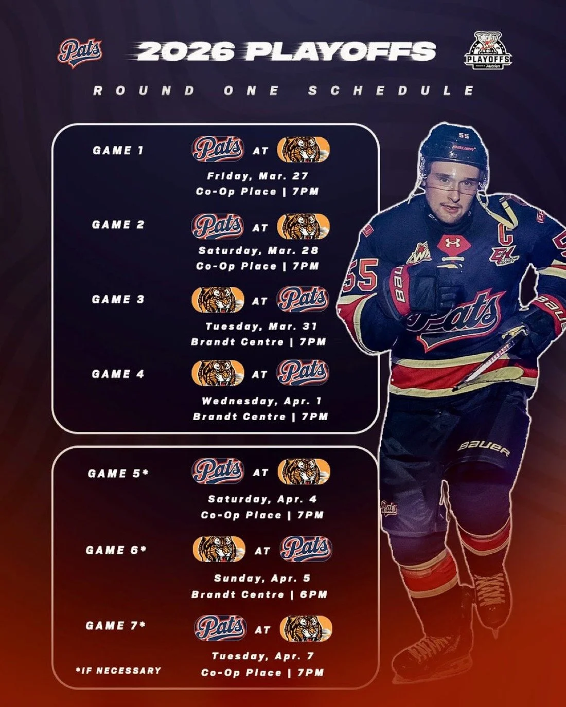 Regina Pats vs Medicine Hat Tigers playoff games