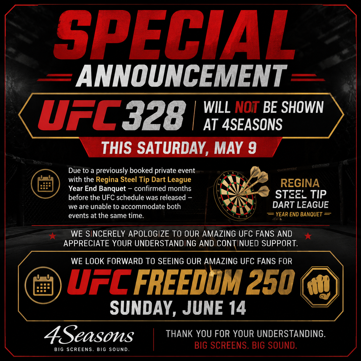 SPECIAL ANNOUNCEMENT regarding UFC 328