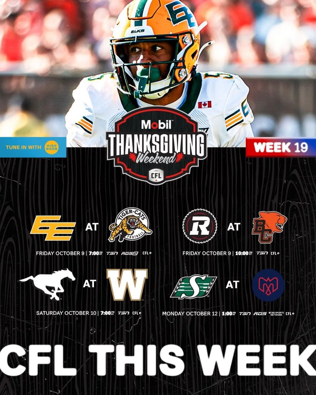 🏈🍁 ARE YOU READY FOR SOME FANTASTIC THANKSGIVING WEEKEND FOOTBALL? 🍁🏈

4Seasons is OPEN ALL THANKSGIVING WEEKEND, including Holiday Monday! And what an incredible weekend of football we have lined up!

🏈 CFL ACTION &ndash; The playoff race is he