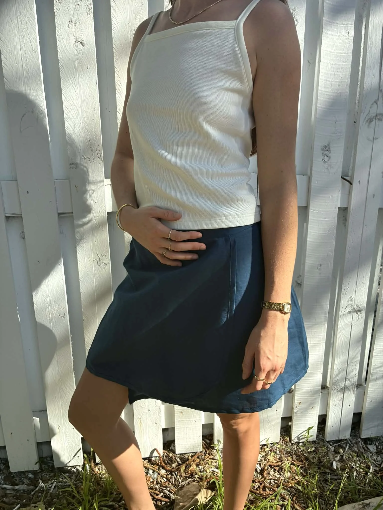 Mini Wrap Skirt - Deep Blue