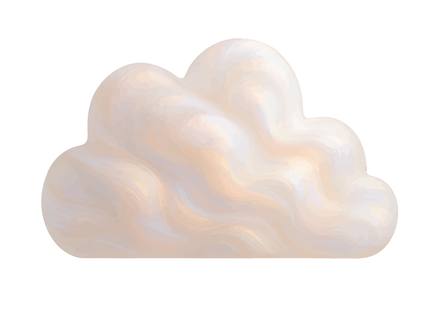 A digitally illustrated fluffy cloud with soft pastel colors and smooth textures.