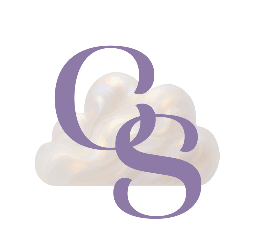 Abstract illustration with a large purple letter 'G' overlapping a cloud-like shape.
