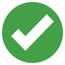 Green circle with a white check mark indicating approval or success