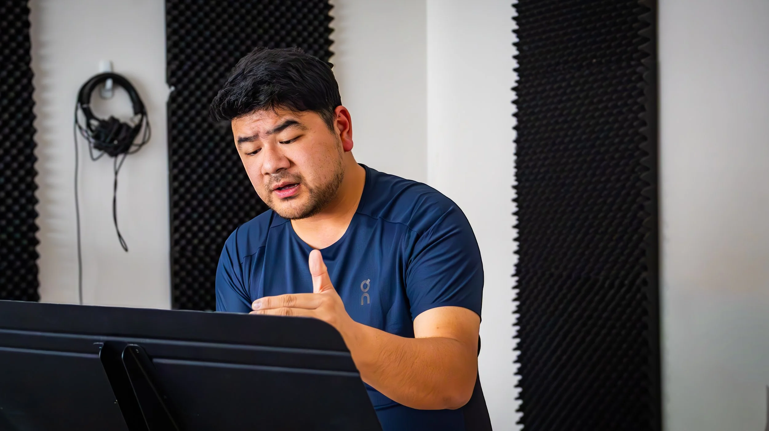 image of a worship singer preparing