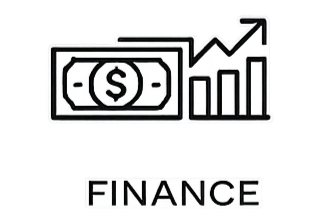 Line graph with dollar bill icon representing financial growth, labeled 'Finance'
