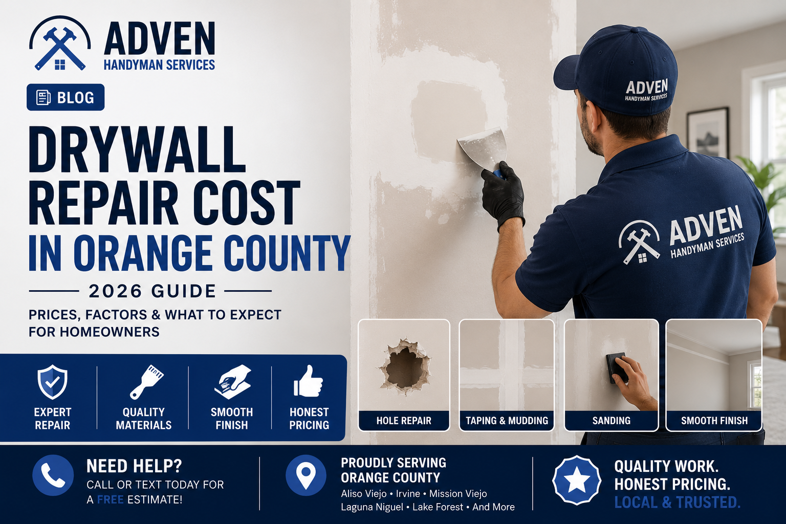 Drywall Repair Cost in Orange County