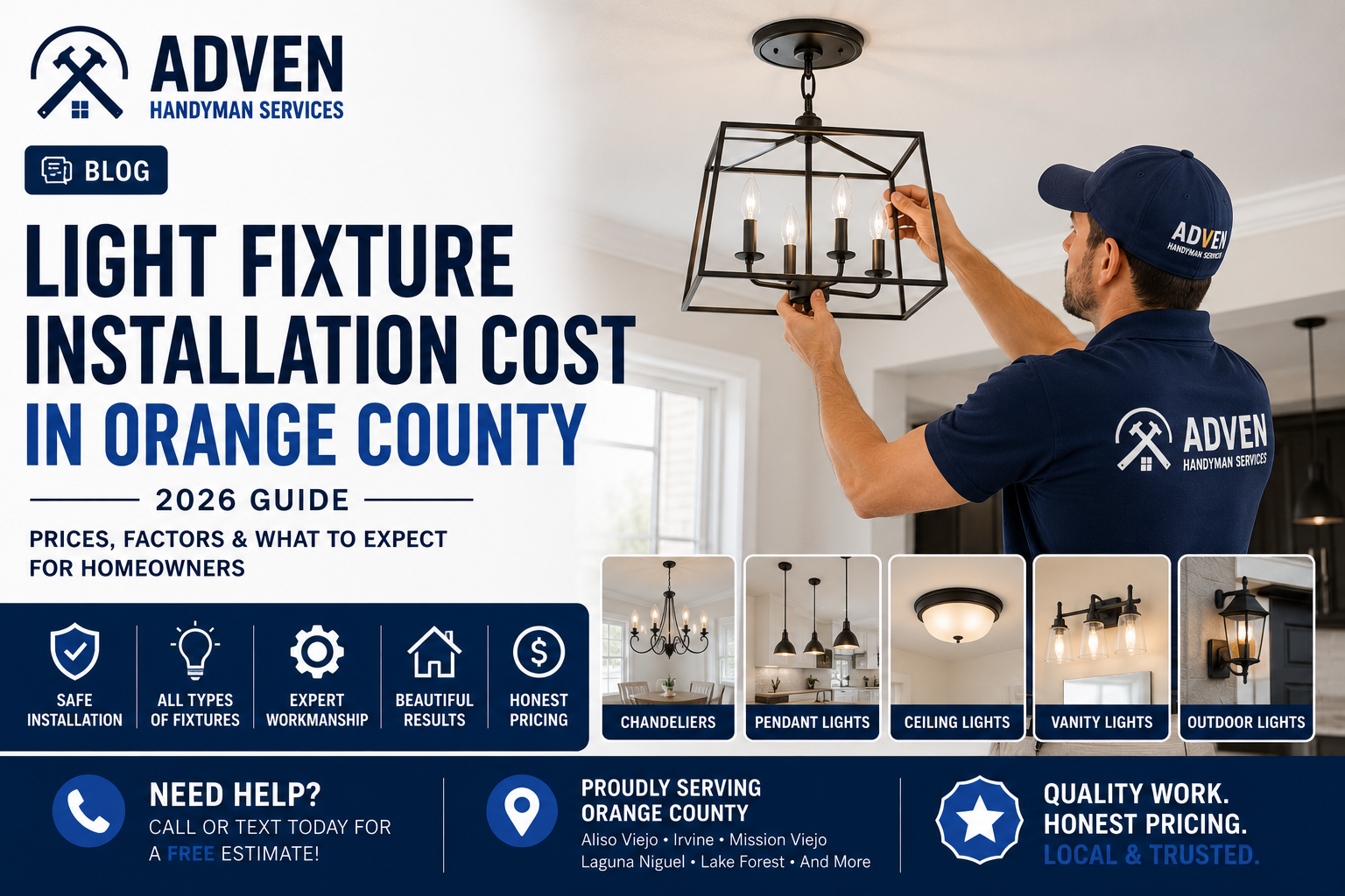 Light Fixture Installation Cost in Orange County (2026 Guide)