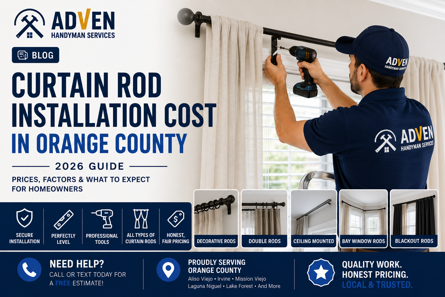 Curtain Rod Installation Cost in Orange County (2026 Guide)