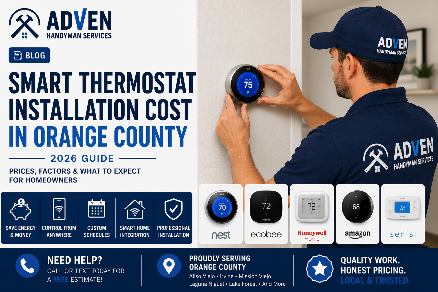 Smart Thermostat Installation Cost in Orange County (2026 Guide)