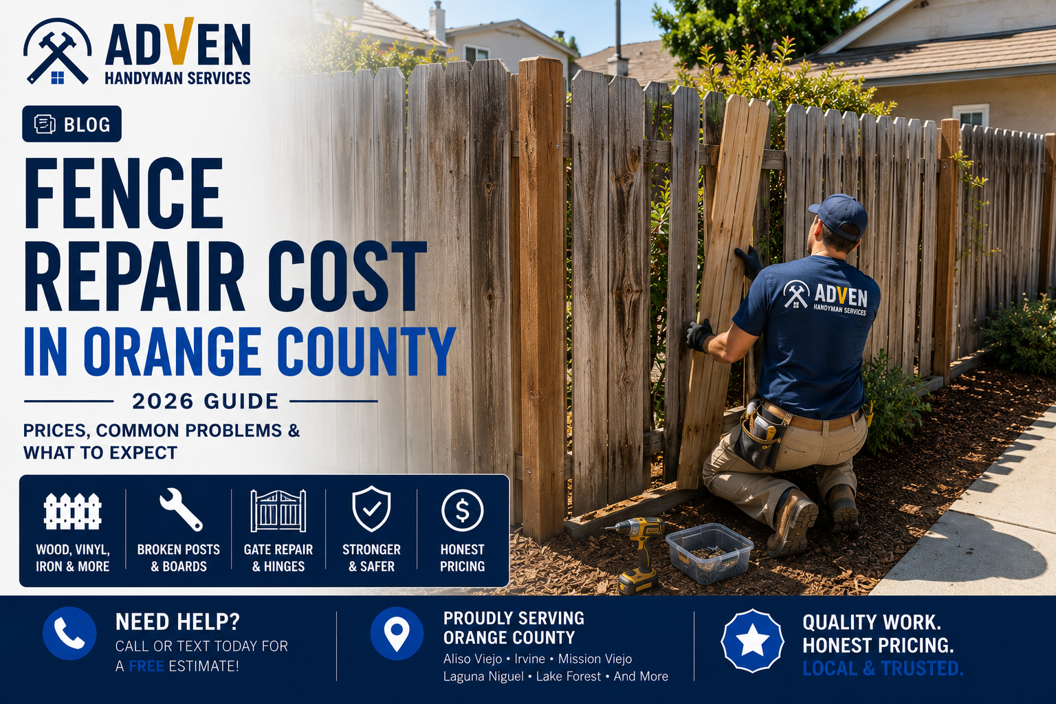 Fence Repair Cost in Orange County