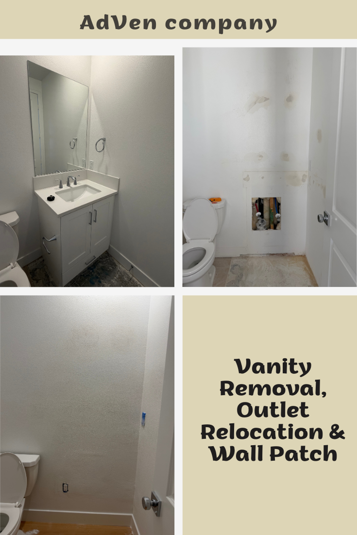 Vanity removal, outlet relocation, and wall patch — Orange County, CA
