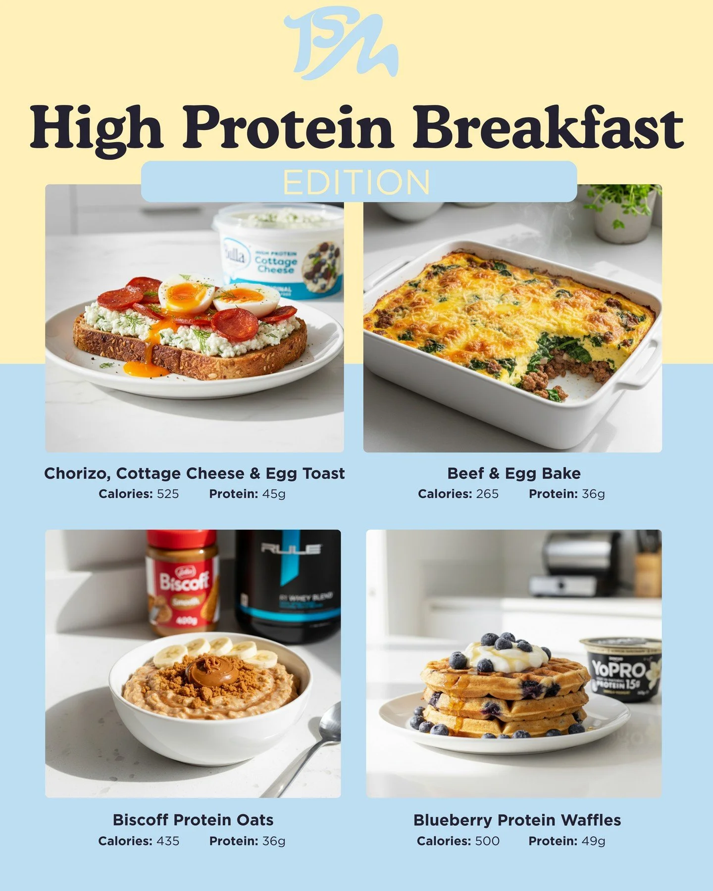 High protein breakfasts to start your day strong. 

If you struggle to start your day with high-protein meals, here are a few examples we use inside The Smith Method.

Save this post for inspiration next time you're looking for breakfast ideas ✨

And