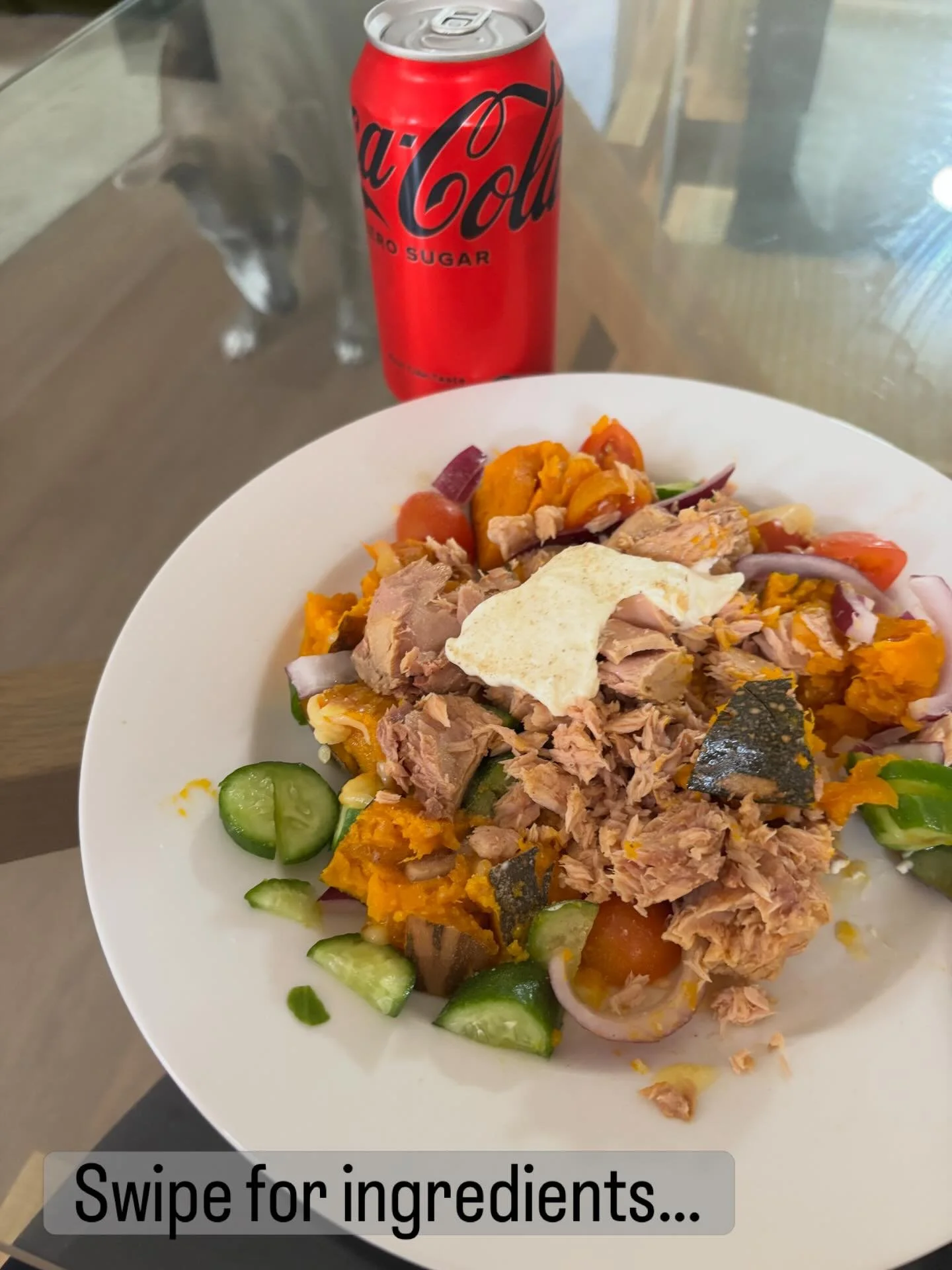 Want to know what I am eating?
Healthy Nachos. You can swap out the tuna for lean beef mince, chicken mince, turkey mince or beans. 

It&rsquo;s quick, easier and colourful.
Protein🩵fibre🤎micronutrients💛
(Minus the CZ 🥫)

*Missing from the ingred