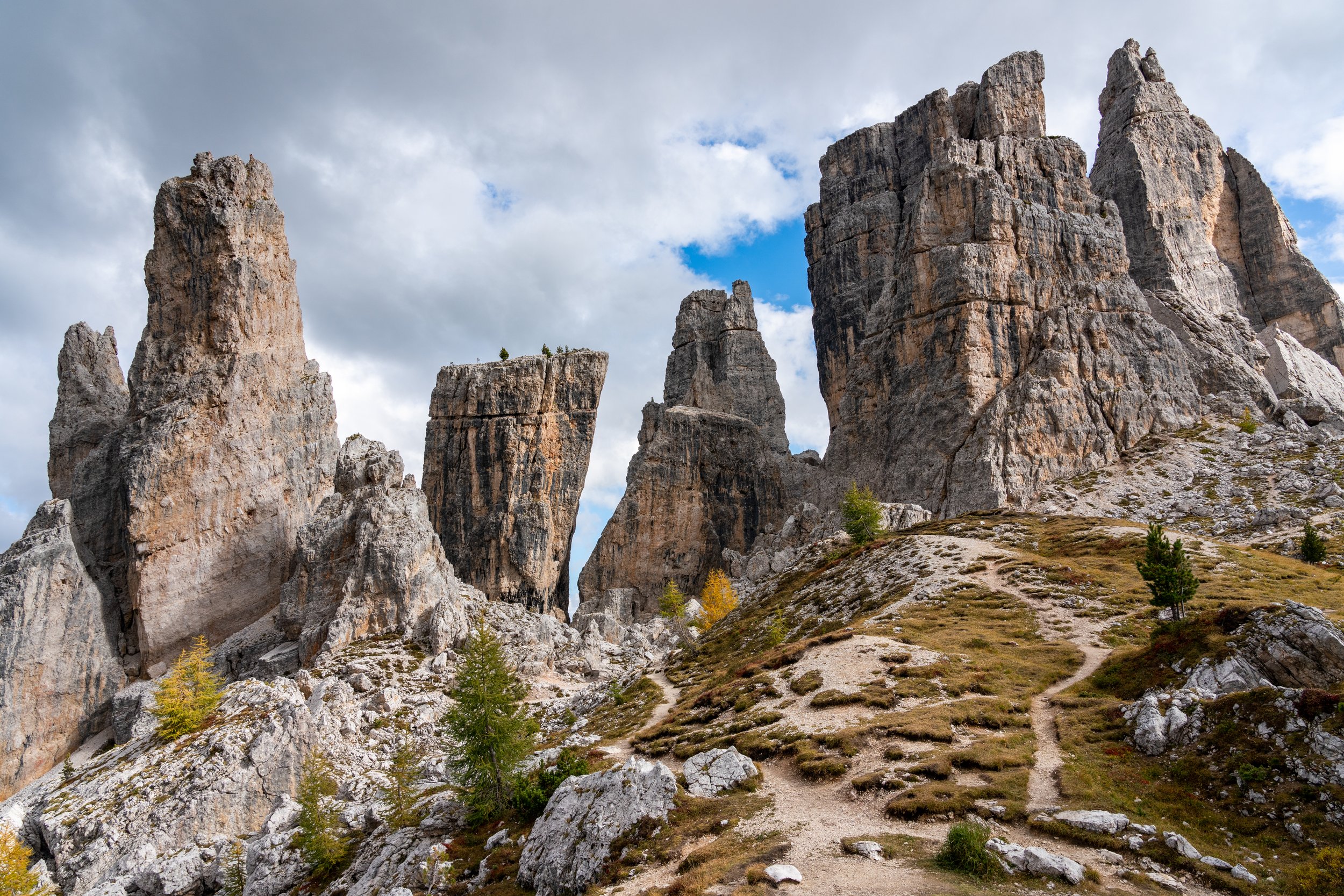 Vertical World
Looking up at the sheer, weathered limestone pillars popular with climbers all over the world. 