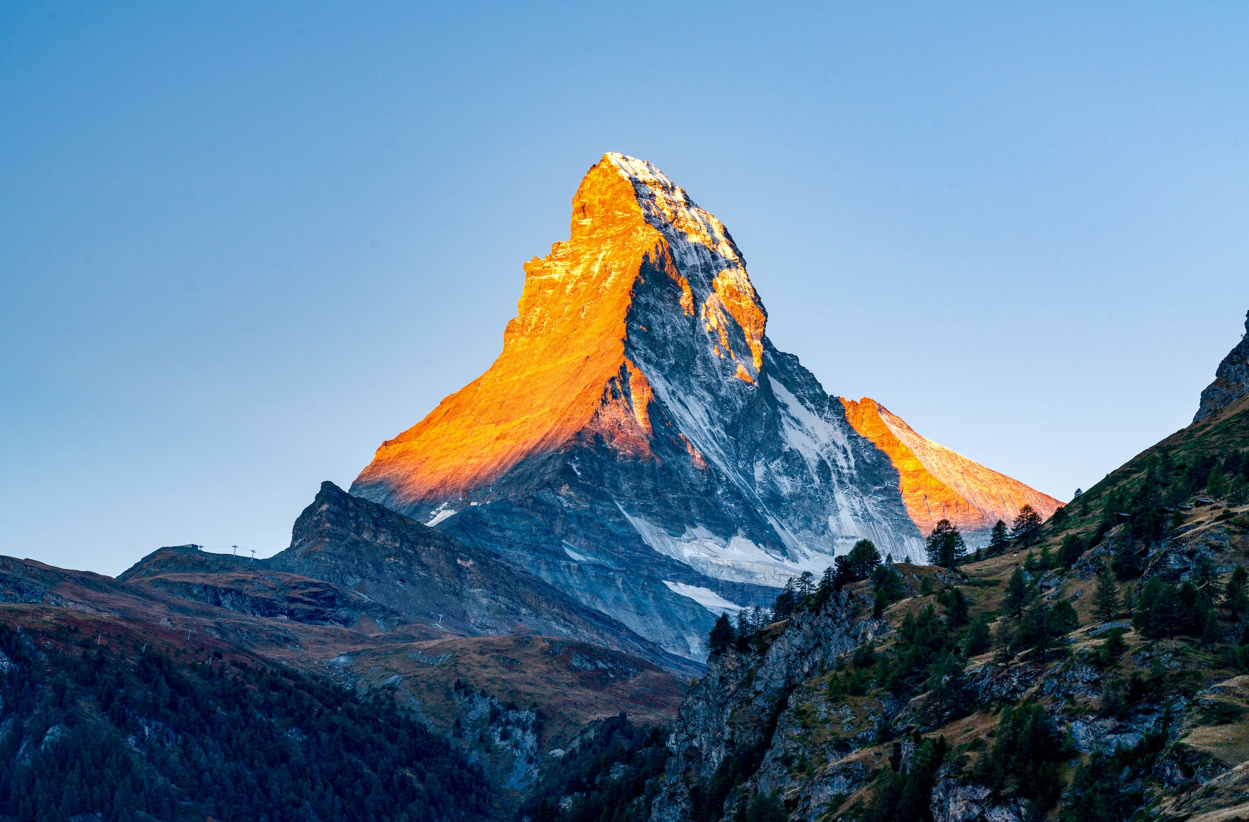 The Matterhorn
Golden hour on the iconic peak above Zermatt, Switzerland.