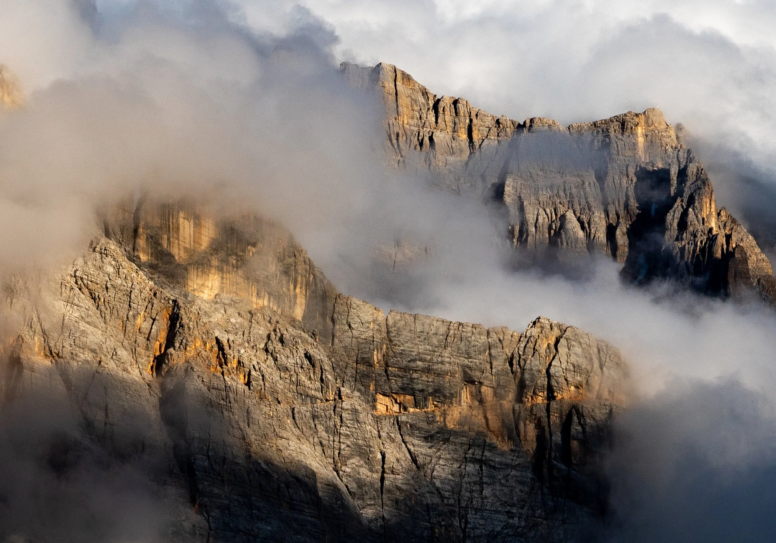 Italian Alpenglow 
Warm light on the faces of the Brenta group.