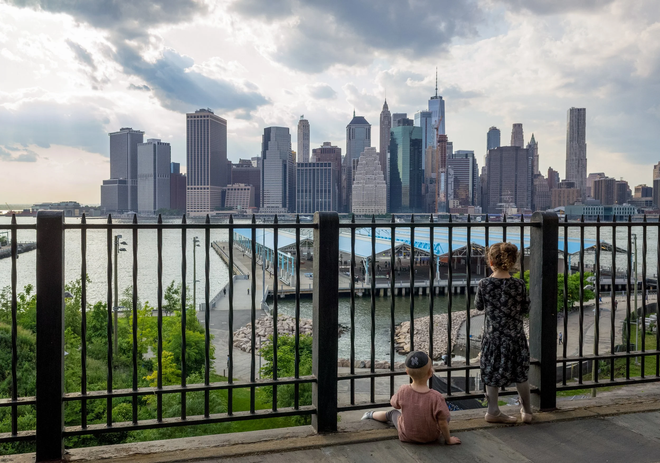 Promenade Twilight
Captured from the Brooklyn Heights Promenade, this shot balances the quiet, residential feel of the promenade with the towering presence of the Financial District across the river. The soft evening light and the silhouettes of the 