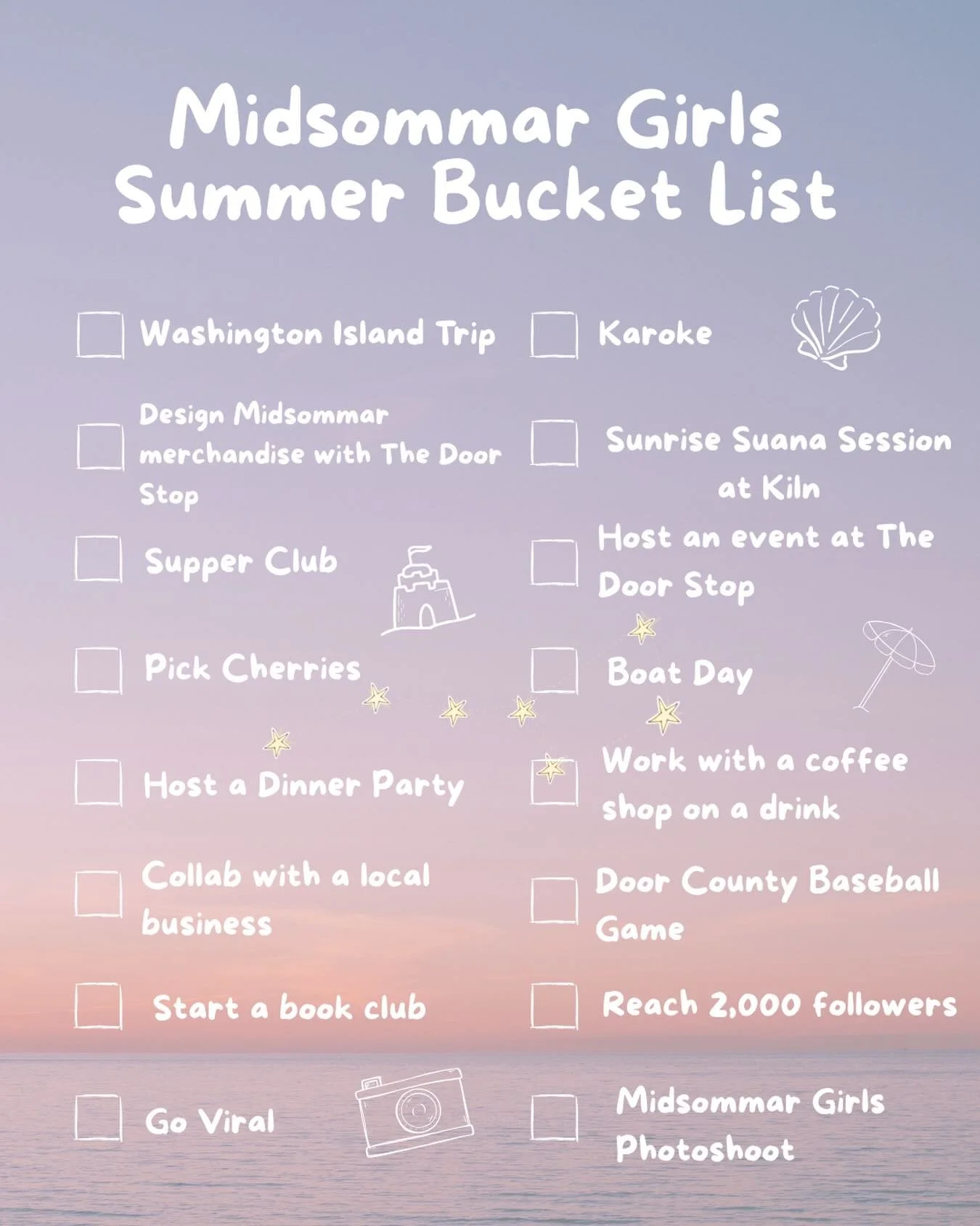 Follow along as we check off our summer bucket list in Door County!

#doorcounty #summer #bucketlist #pennisulatime #thingstodoindoorcounty