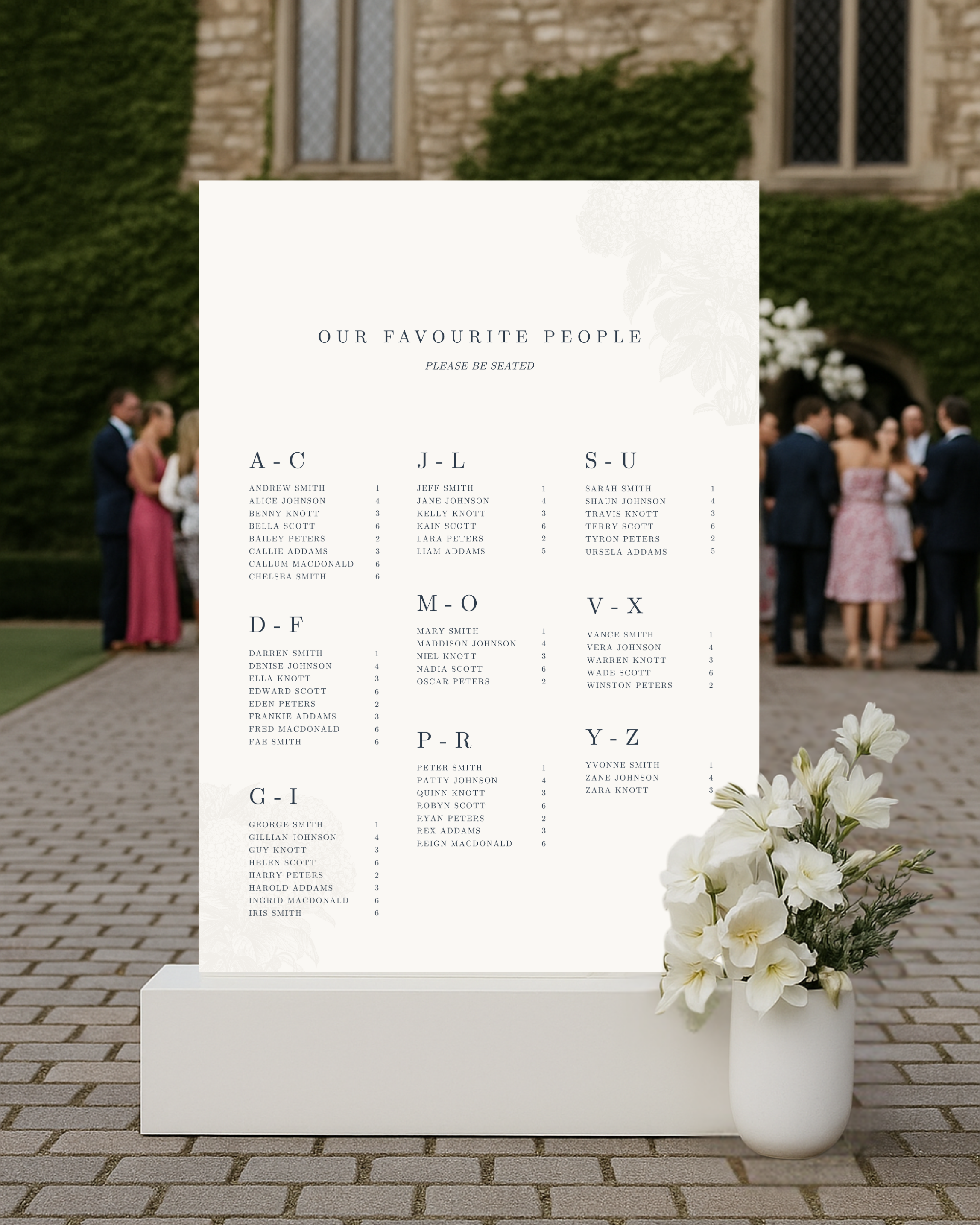 Estate Wedding Seating Chart