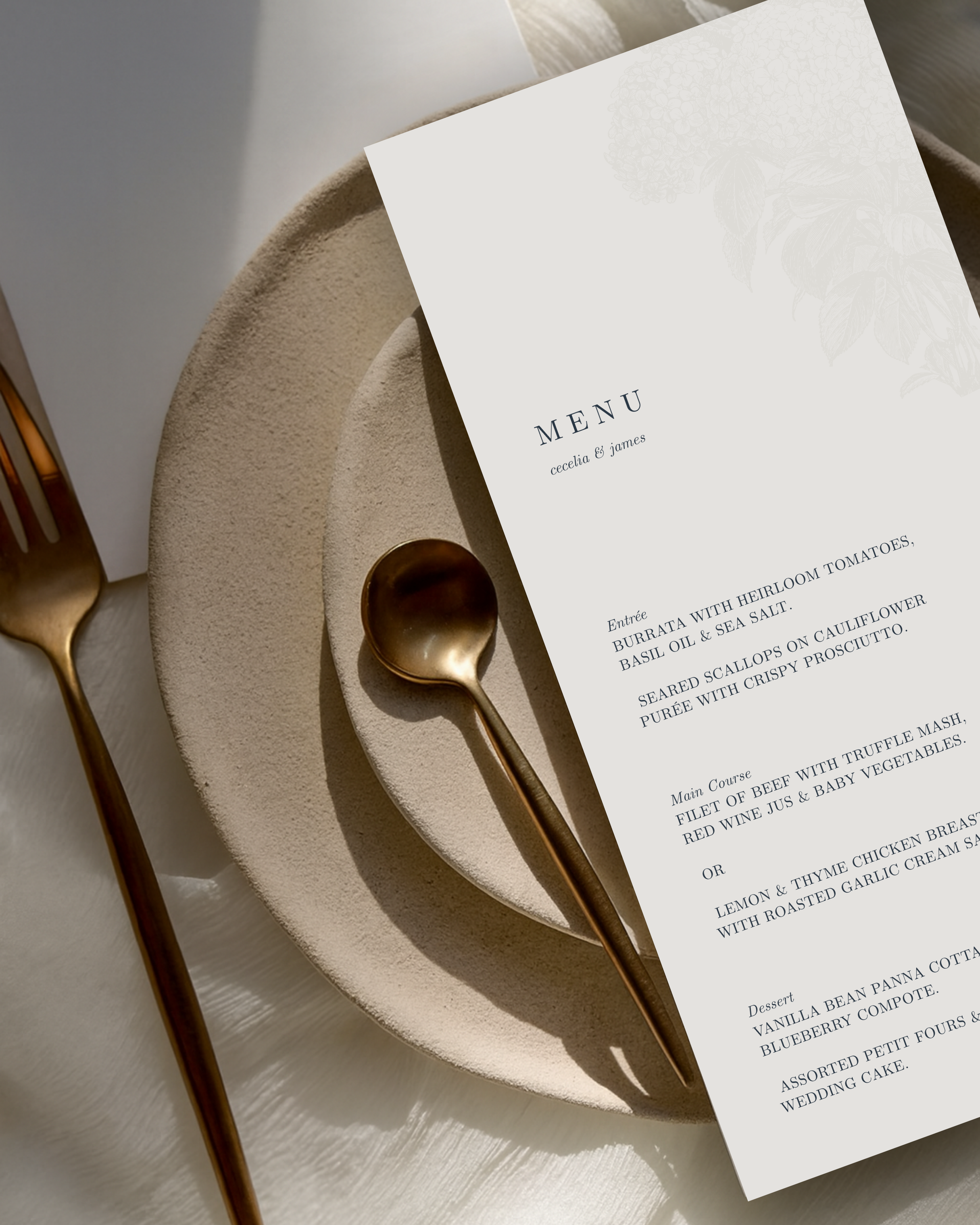 Estate Wedding Menu