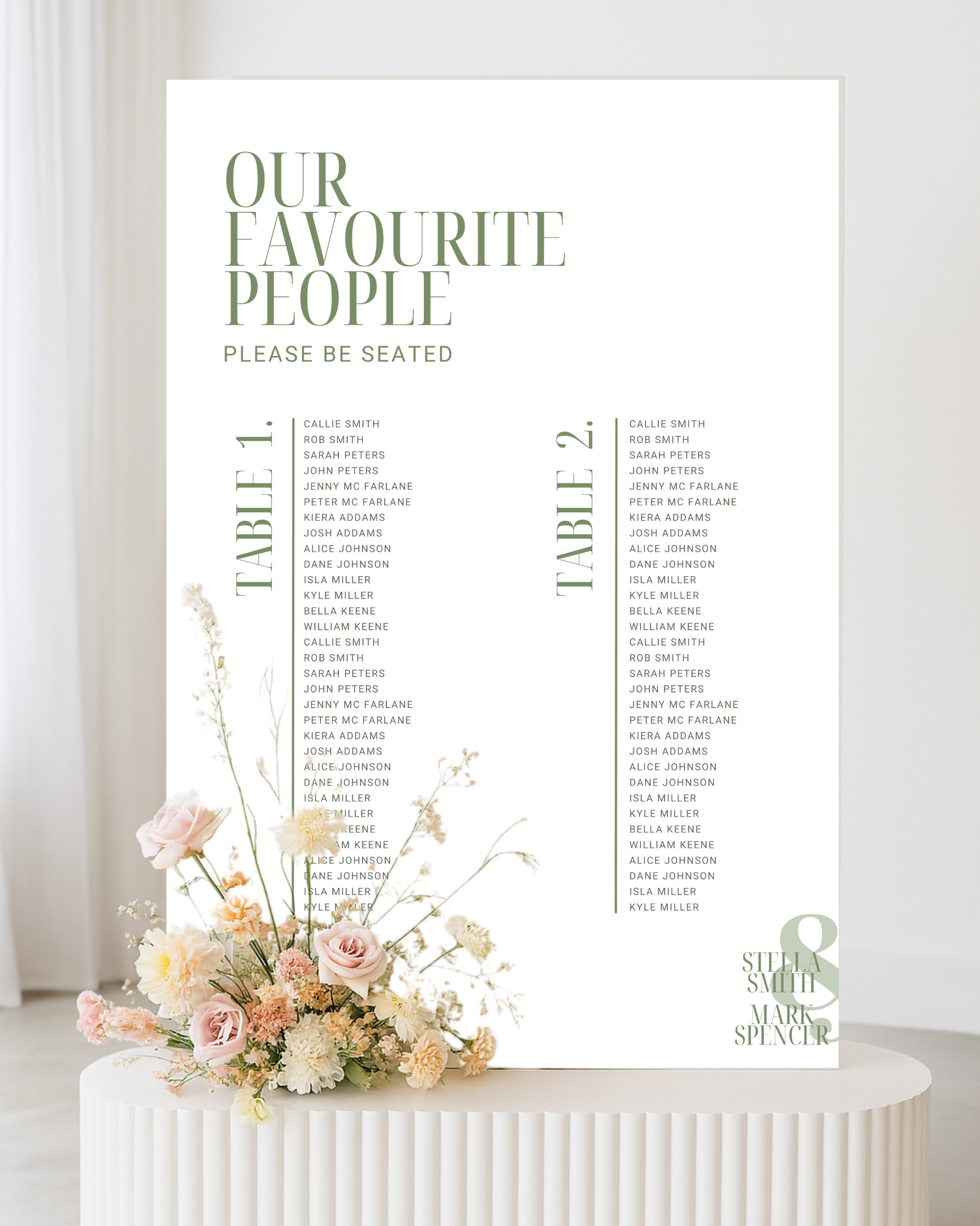 Country Club Wedding Seating Chart