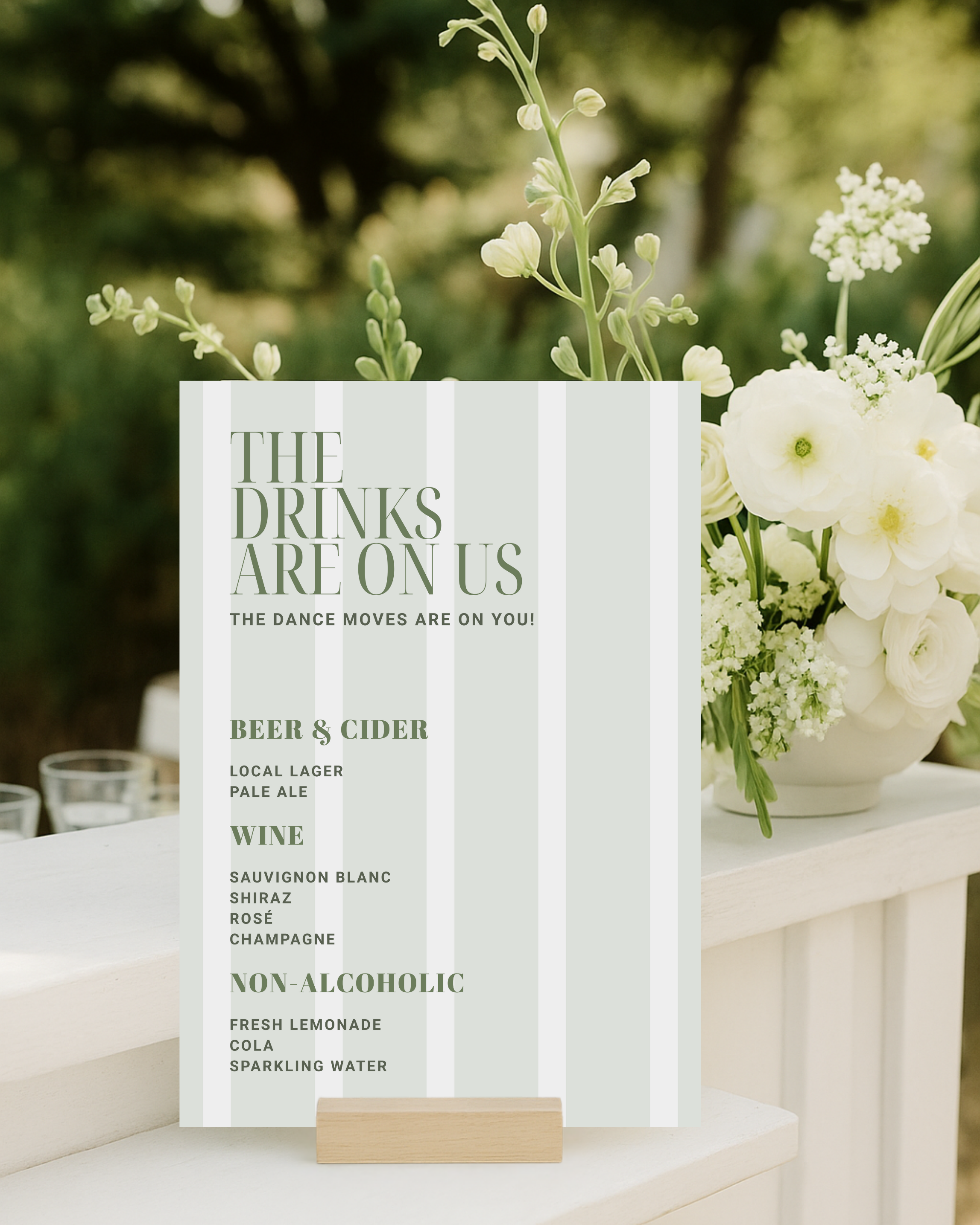 Country Club Wedding Drinks Menu
